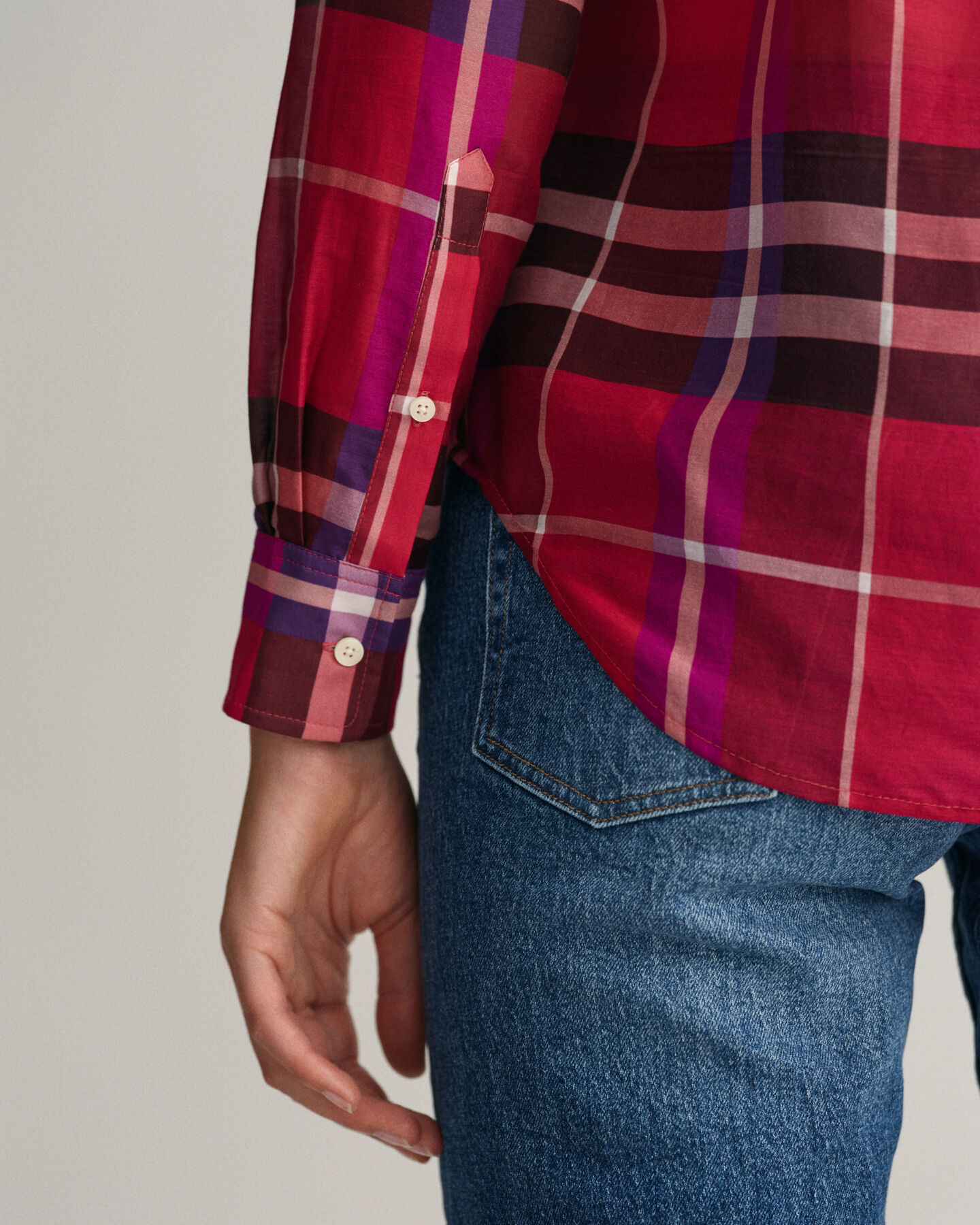 Chemise regular fit en coton et soie à carreaux