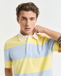 Polo en coton microtextur&eacute; &agrave; rayures