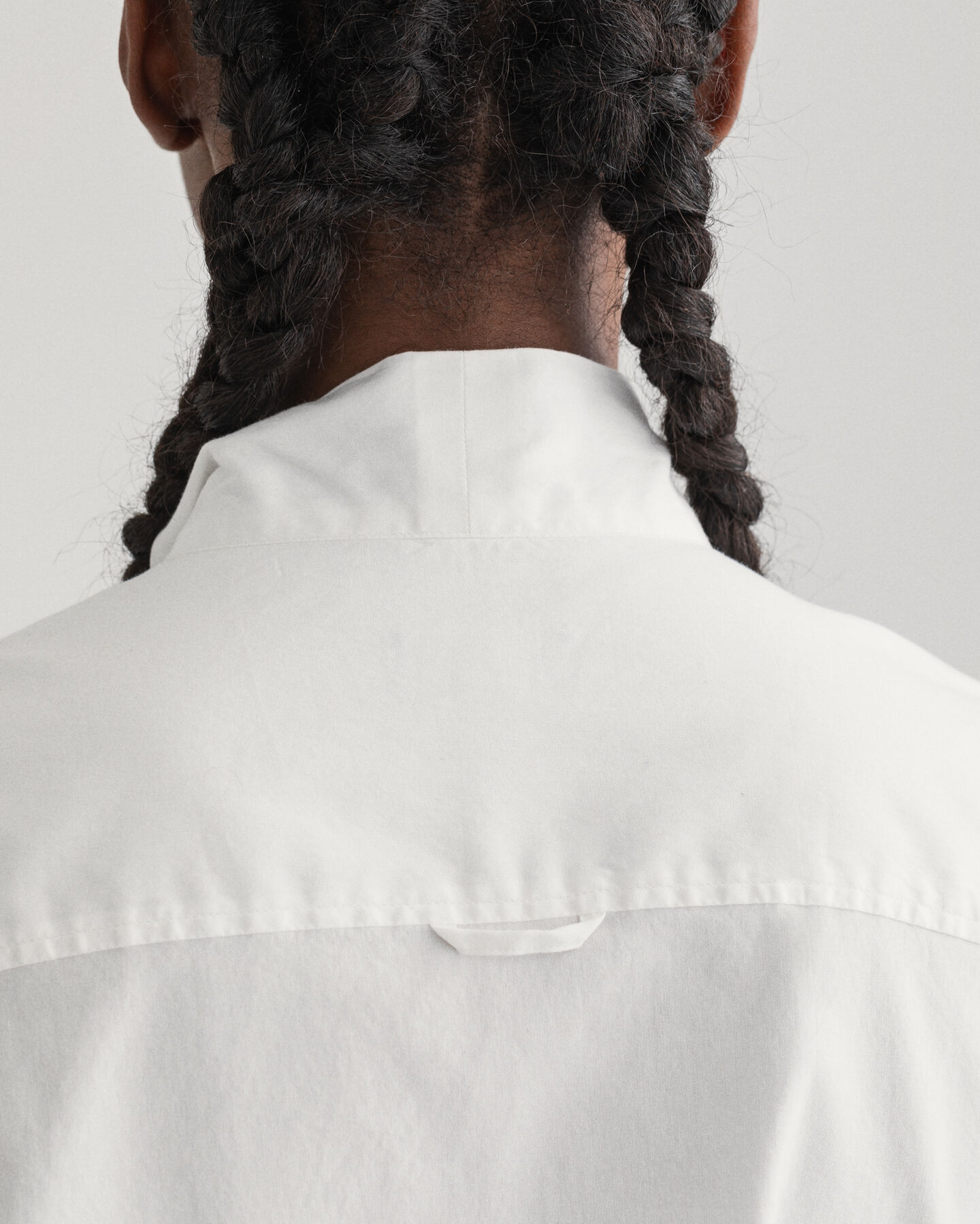 Chemise en coton Oxford à manches bouffantes et nœud lavallière