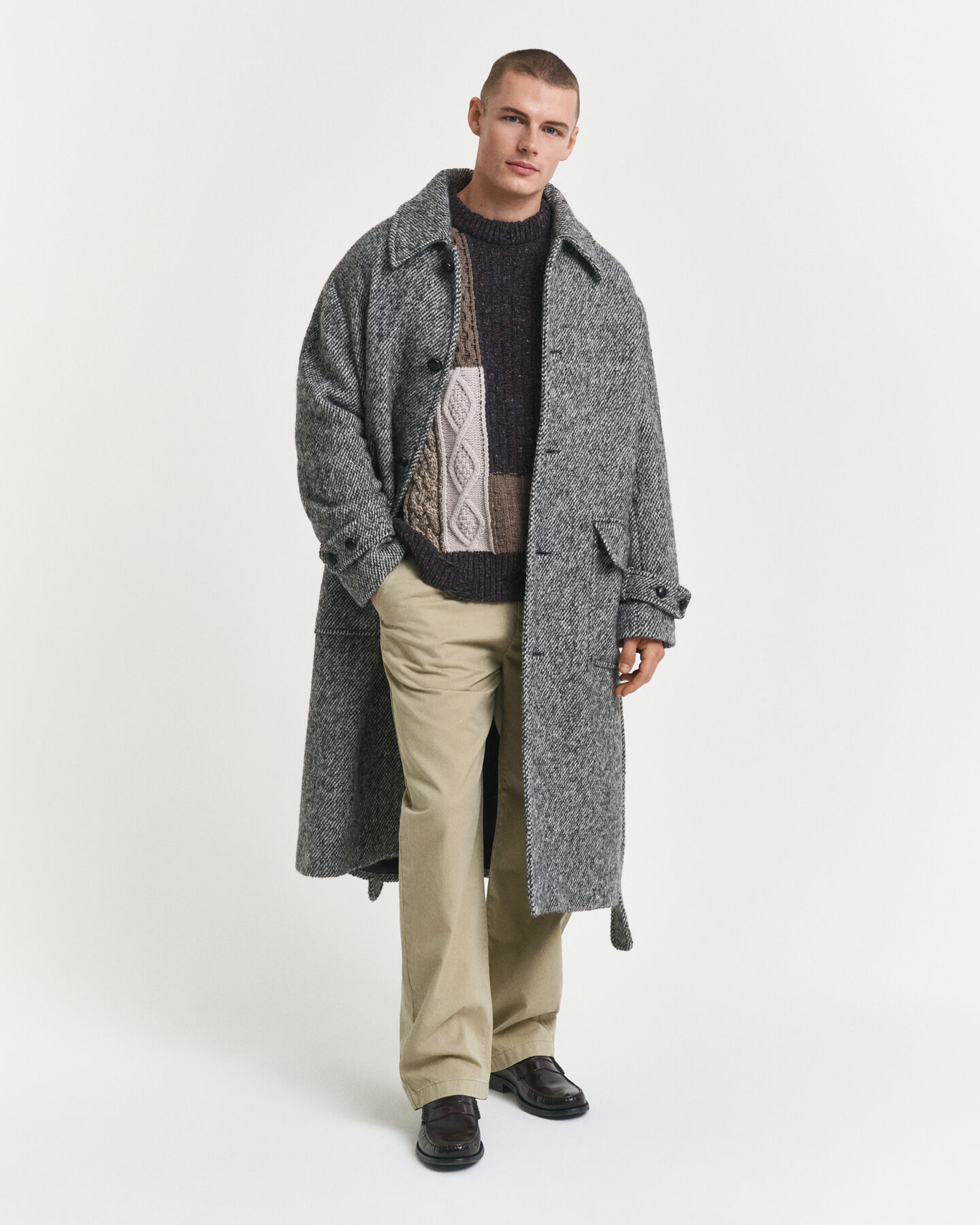 Pull col rond façon patchwork