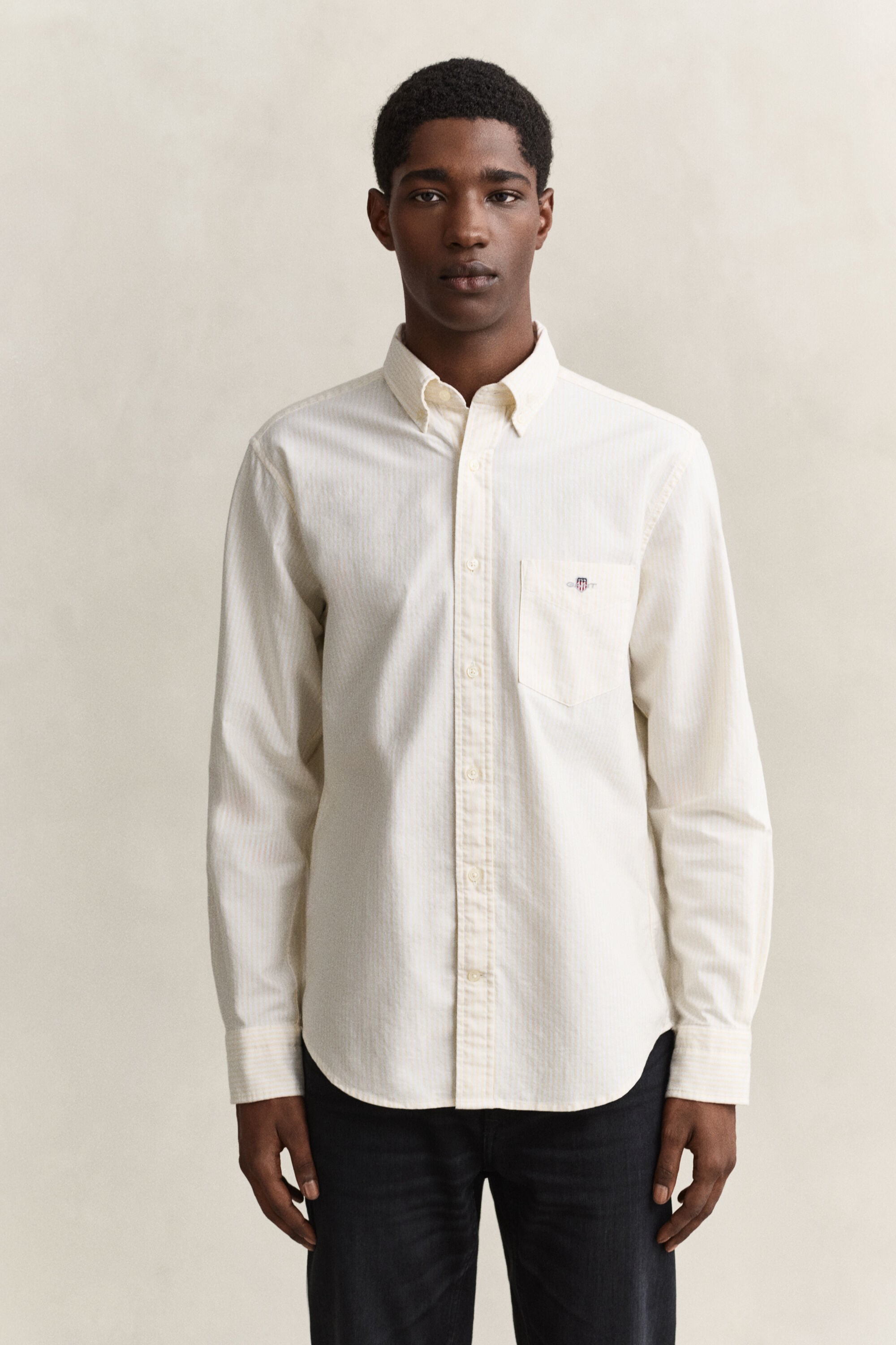 Chemise en coton Oxford classique à rayures Banker