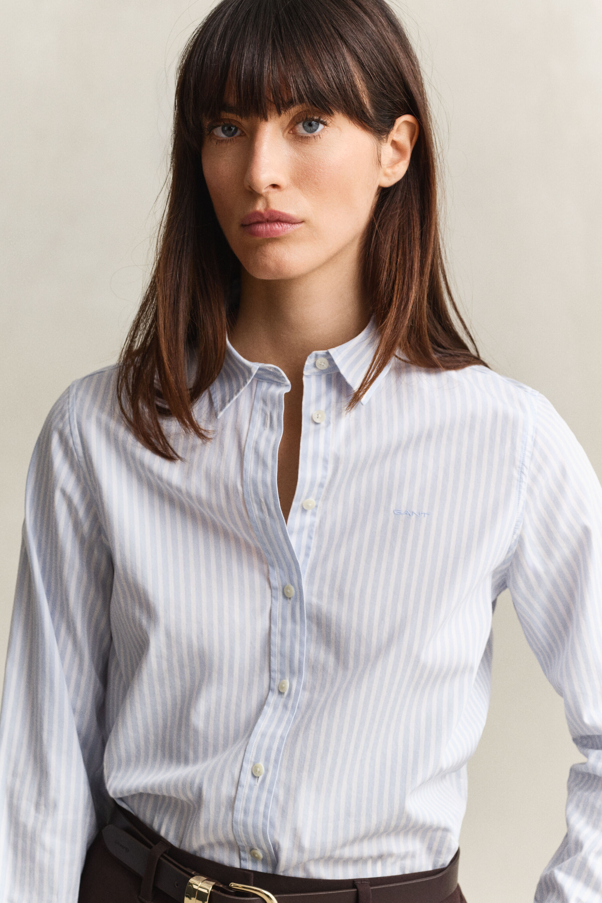Chemise regular en popeline à rayures classique