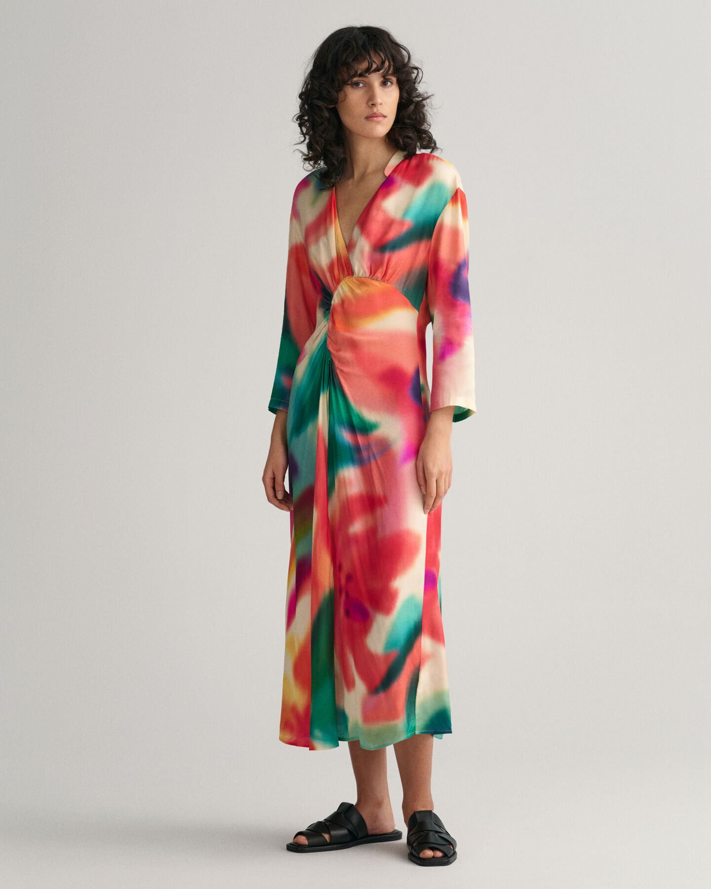 Robe fronc&eacute;e &agrave; imprim&eacute; floral