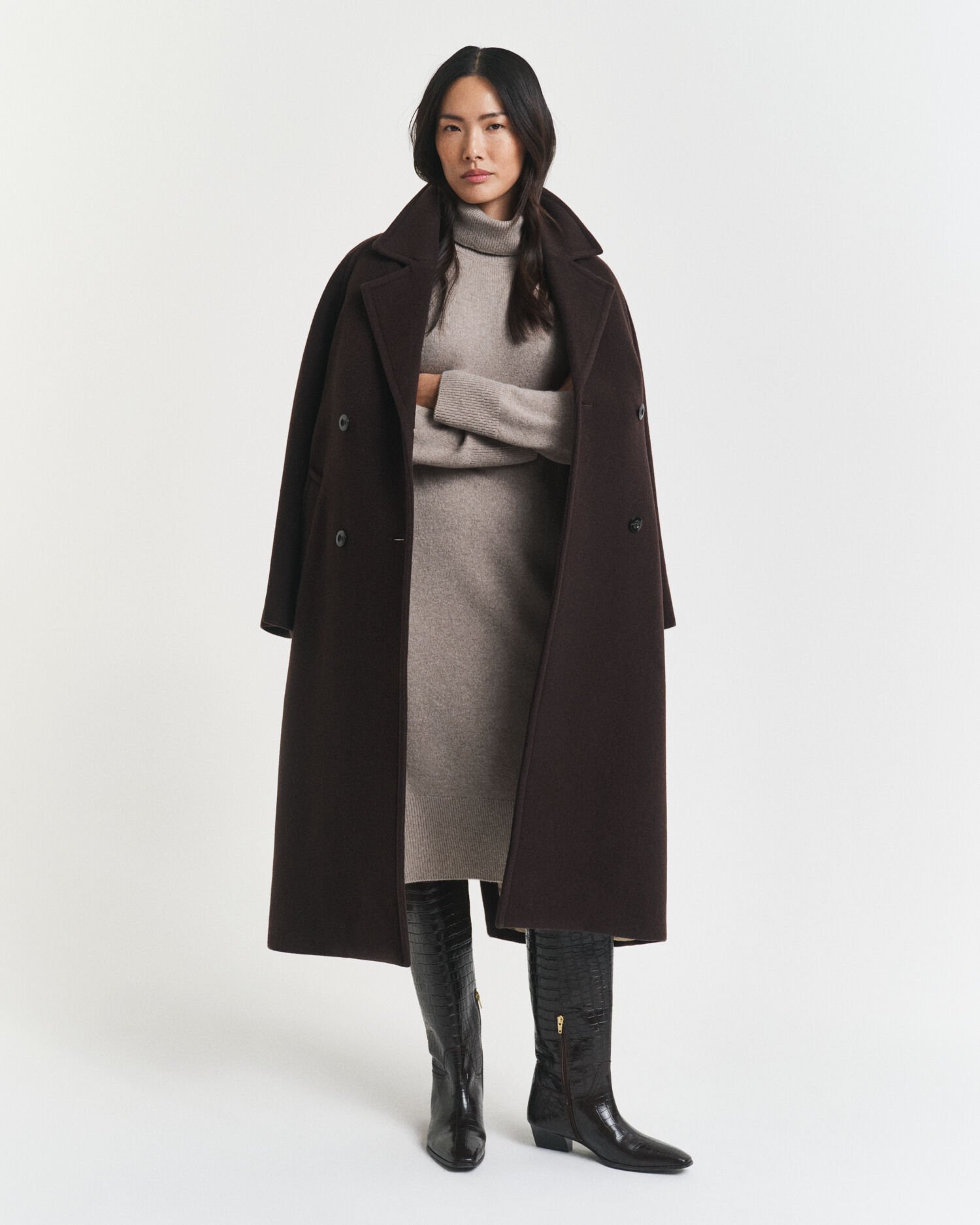 Robe col roulé avec finitions en maille