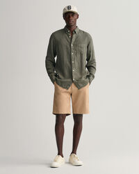 Chemise regular fit en lin teint en pi&egrave;ce