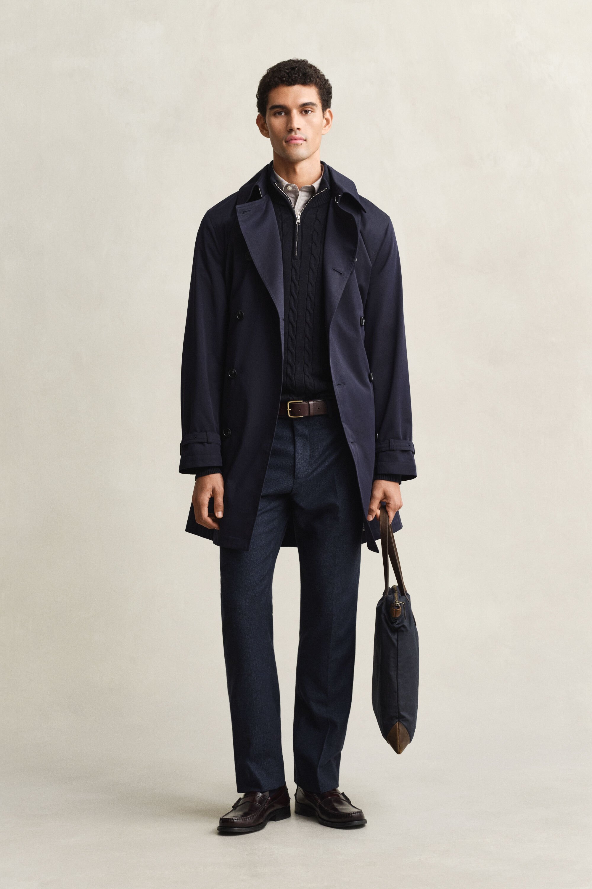 Trench-coat en coton mélangé