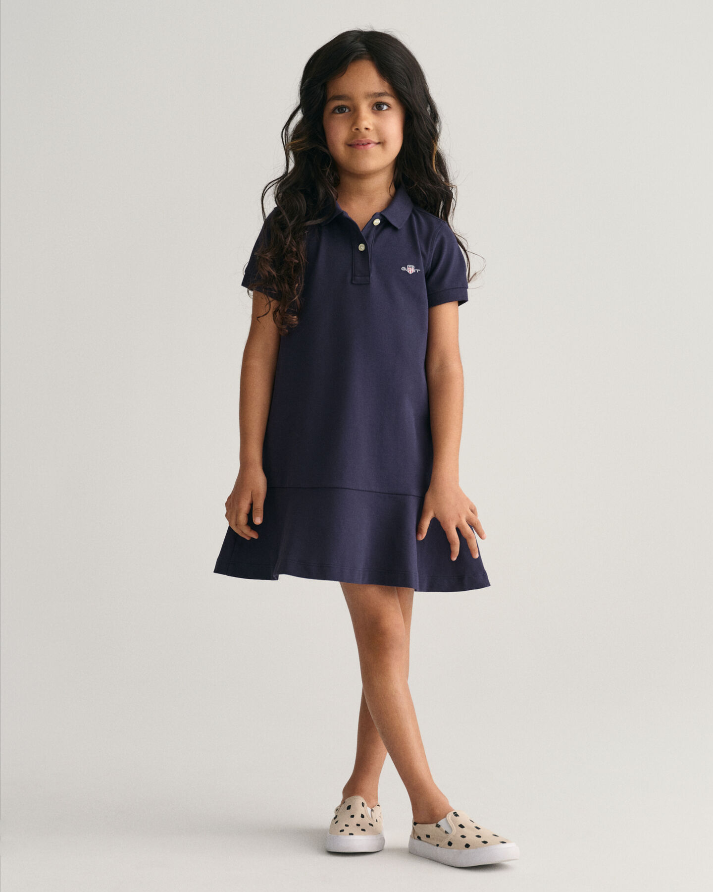 Robe en coton piqu&eacute; &agrave; manches courtes et volants Girls