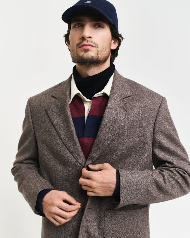 Veste blazer de costume relaxed fit en laine moulin&eacute;e