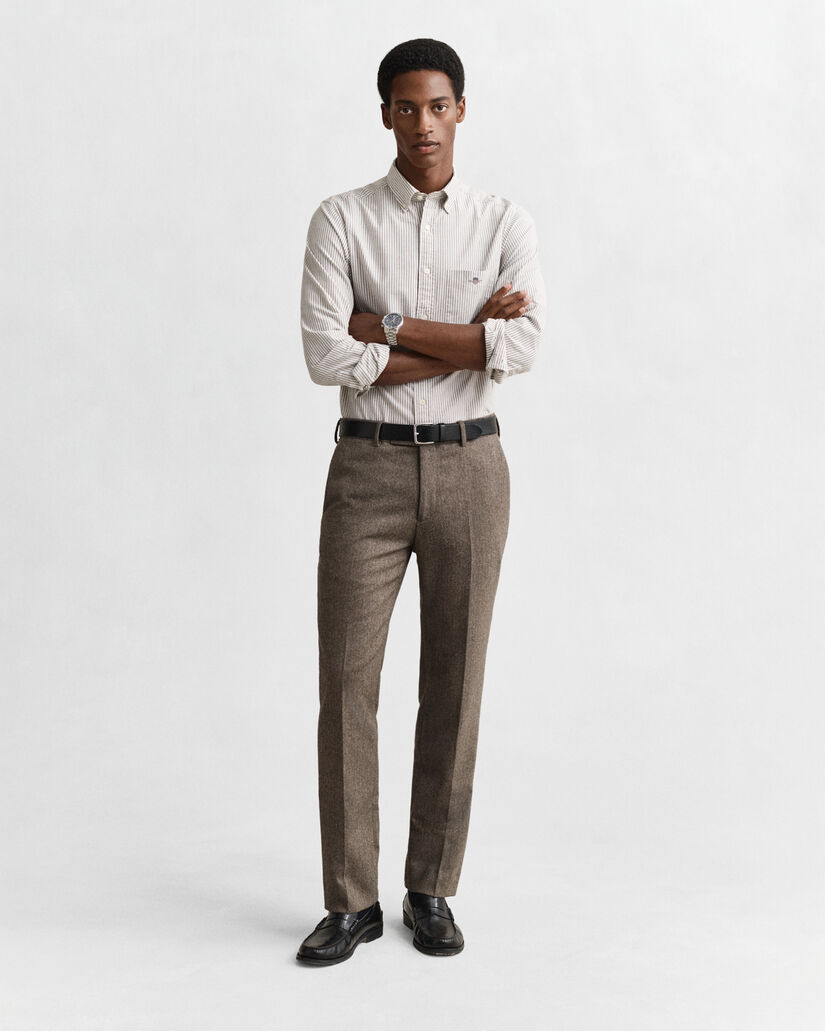 Chemise coupe regular en coton Oxford classique à rayures Banker