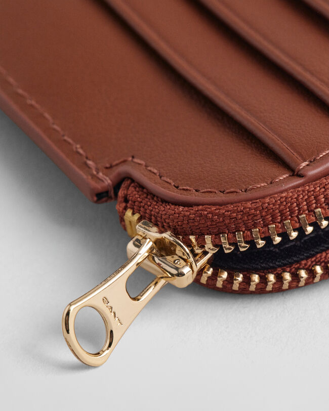 Porte-cartes zippé en cuir