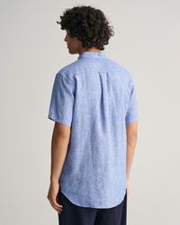 Chemise regular fit en lin à manches courtes
