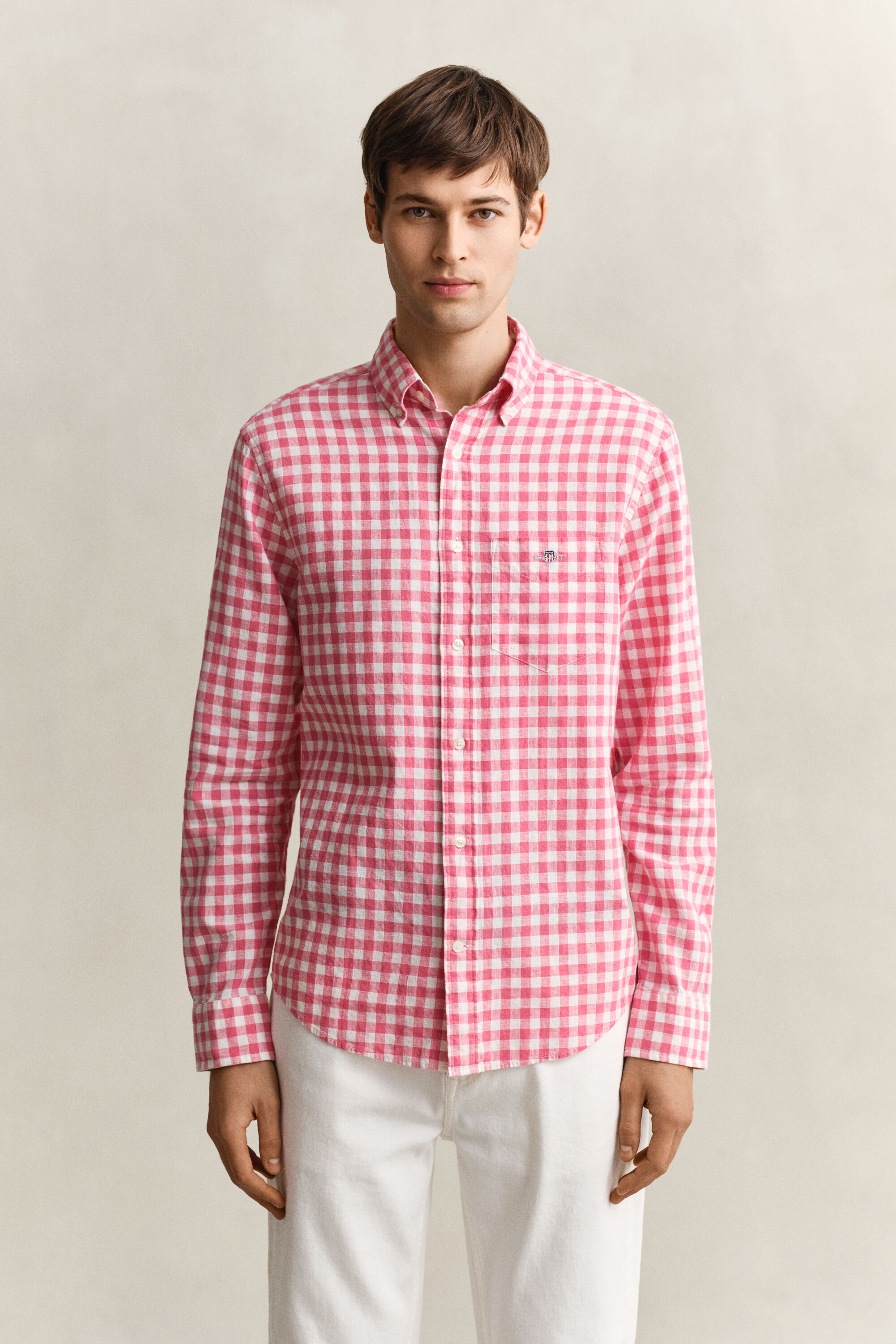 Chemise vichy en lin mélangé