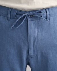 Pantalon relaxed fit en lin avec cordon de serrage