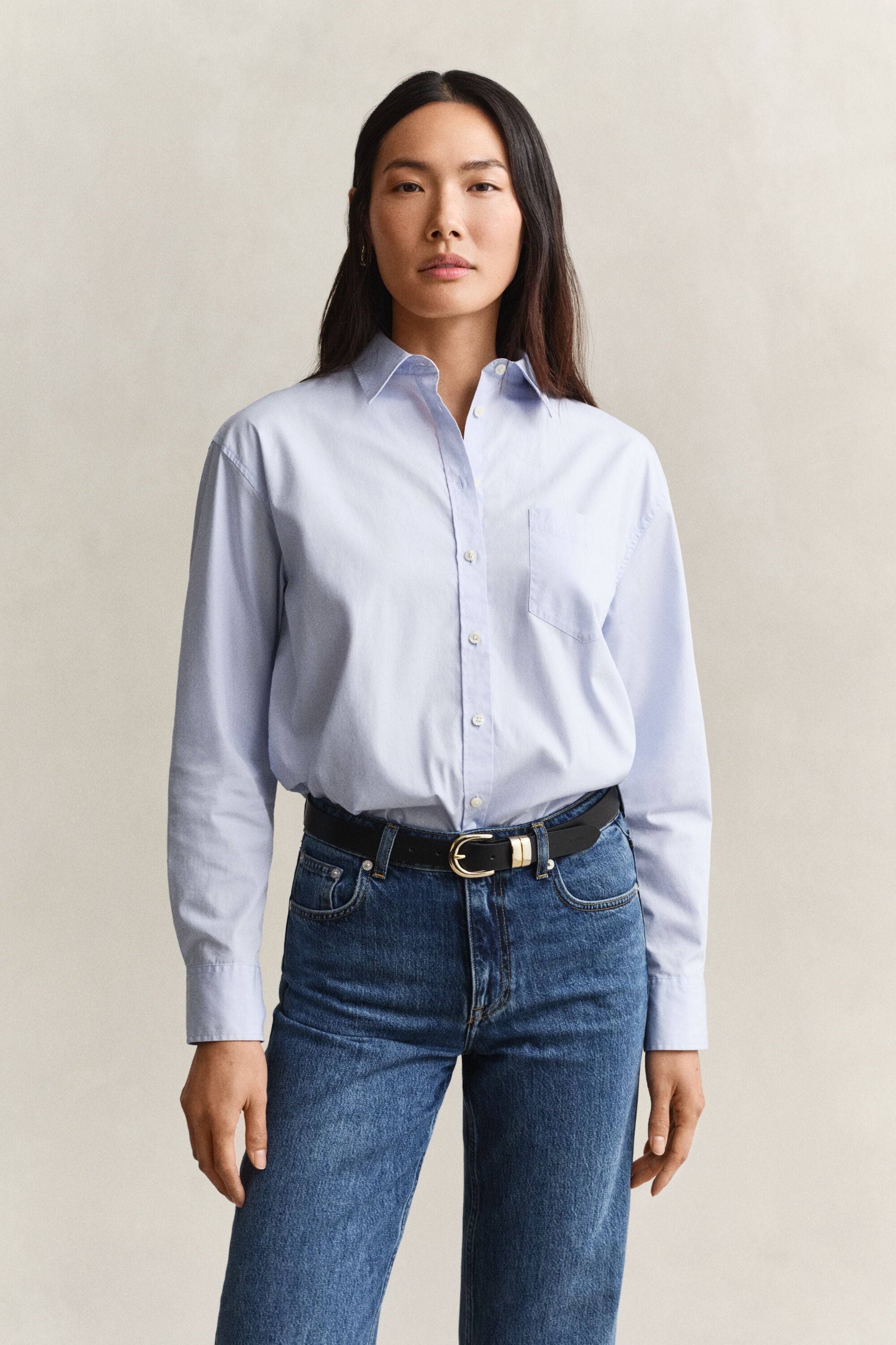 Chemise coupe décontractée en popeline classique