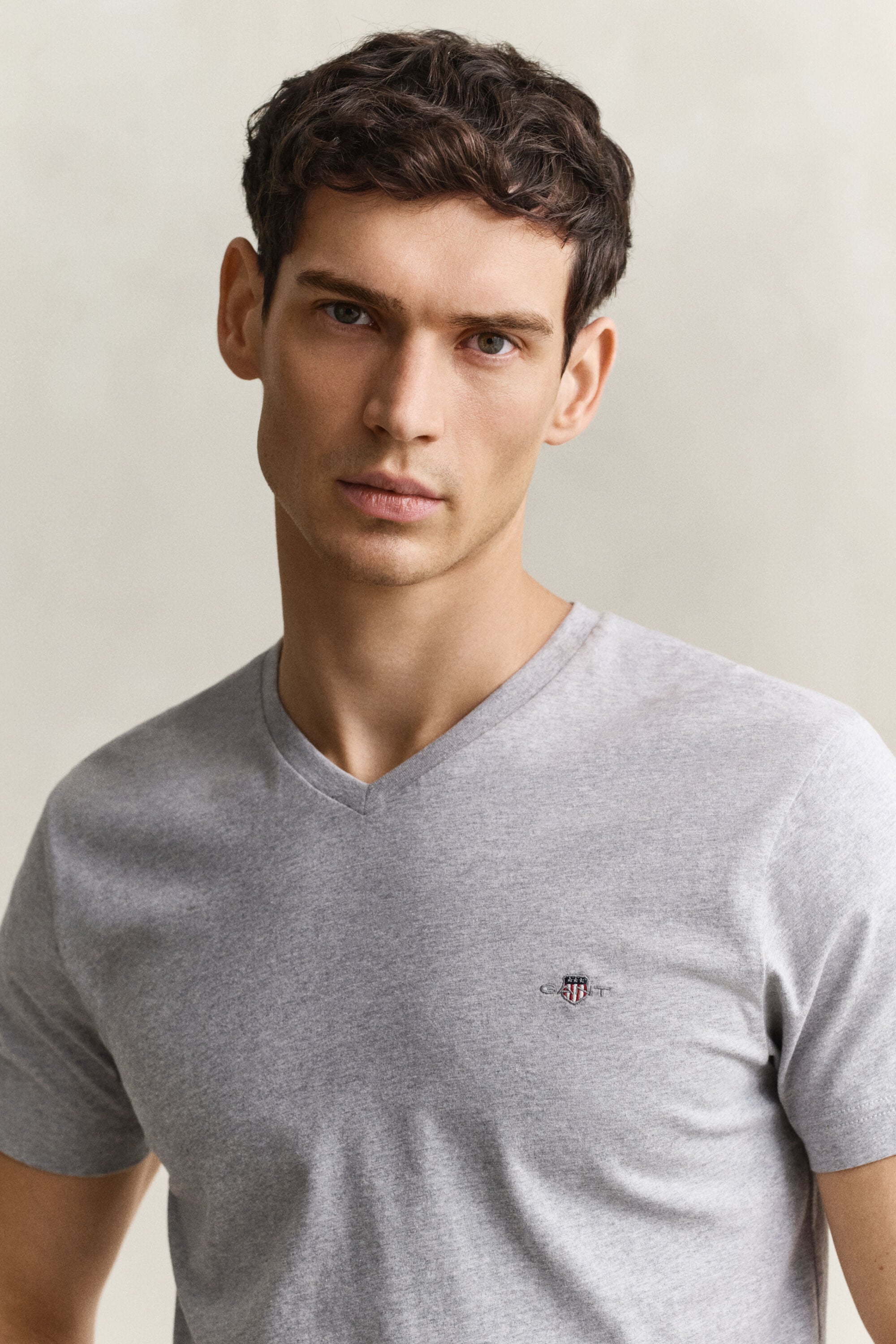 T-shirt col V avec écusson