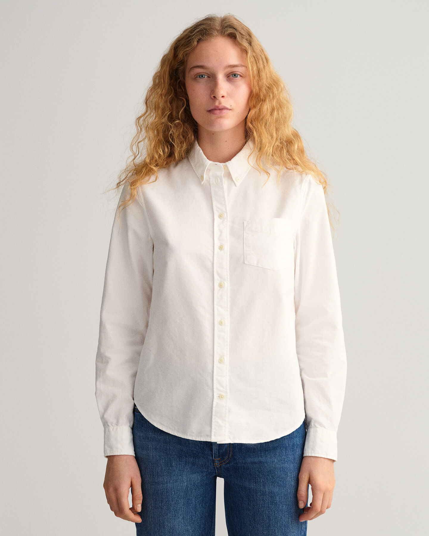 Chemise regular fit en coton Oxford teint en pièce