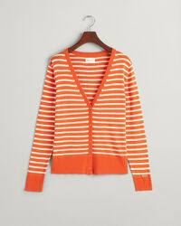 Cardigan en maille fine &agrave; rayures