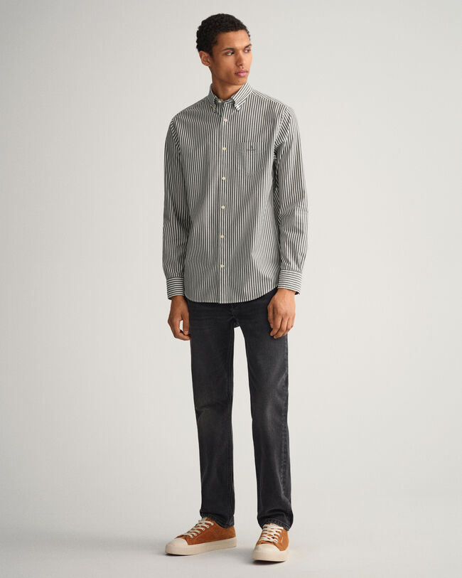 Chemise regular fit en popeline de coton &agrave; rayures