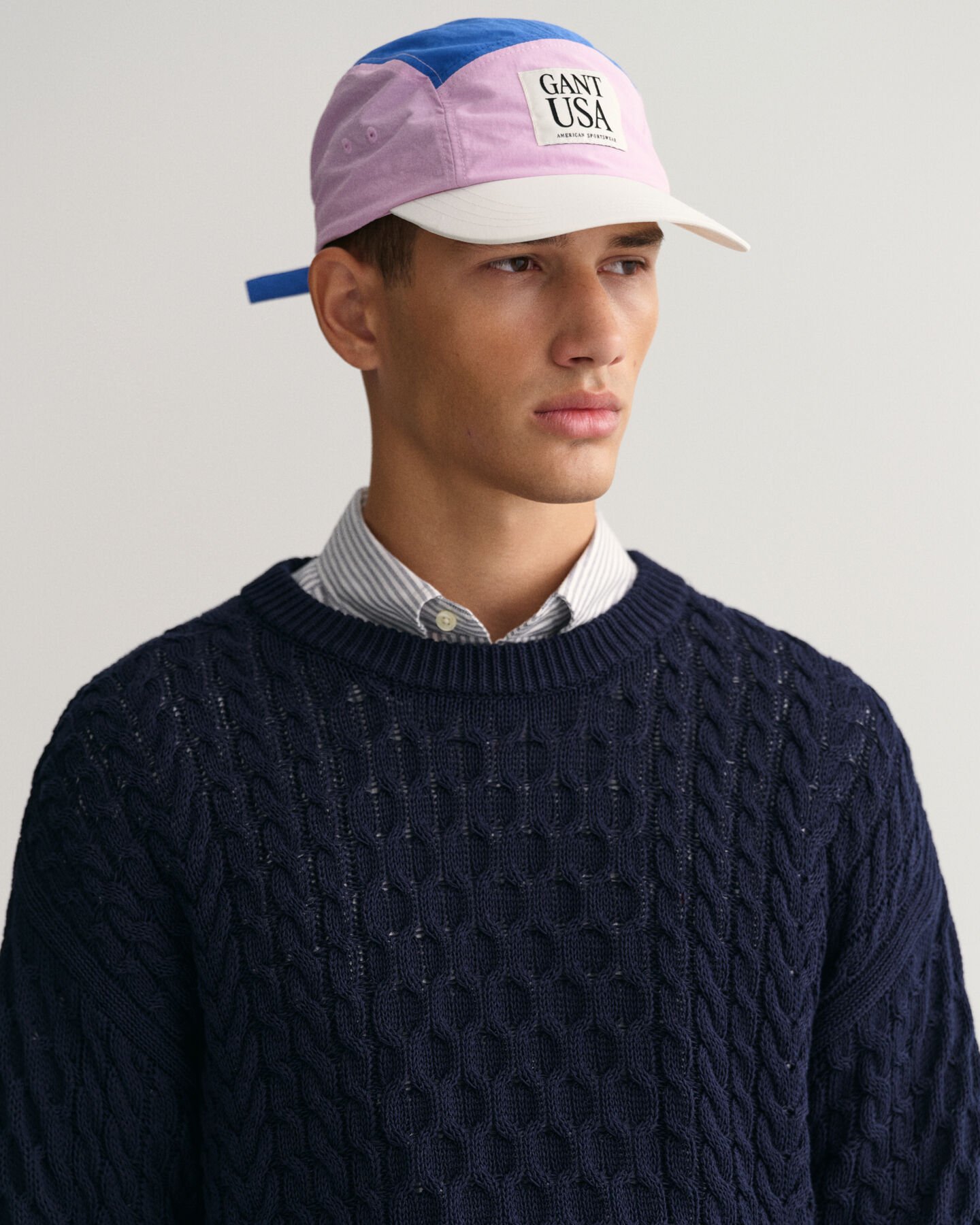 Pull ras du cou en maille de coton torsad&eacute;e