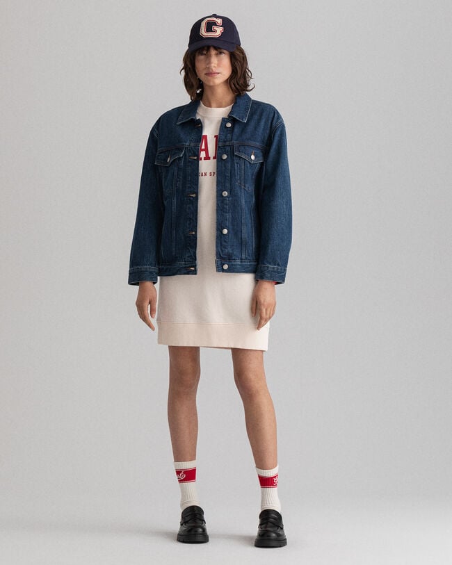 Robe en jersey &agrave; col ras du cou