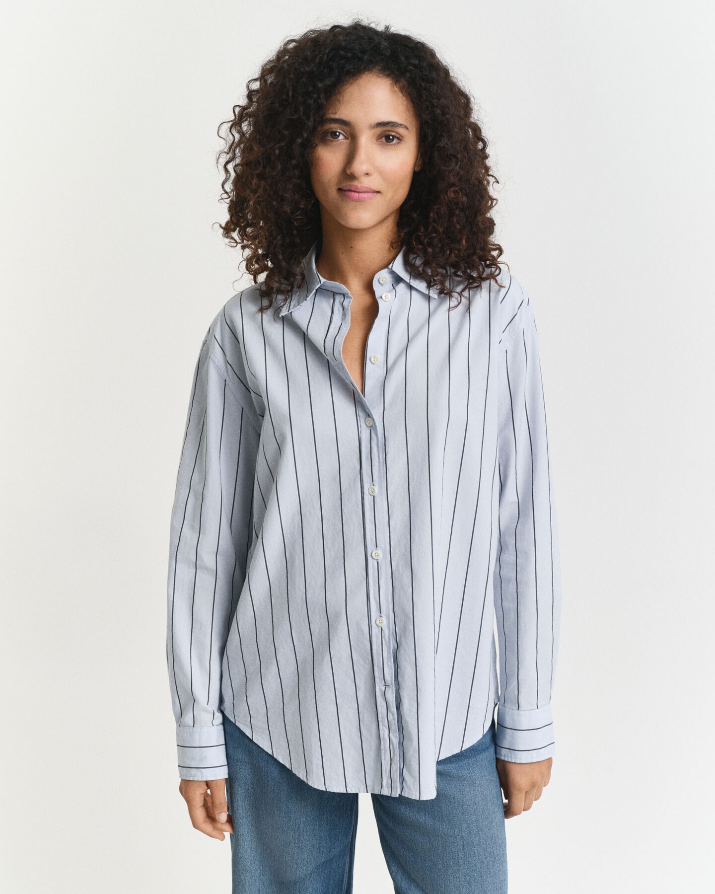Chemise coupe décontractée en coton Oxford Luxury à rayures