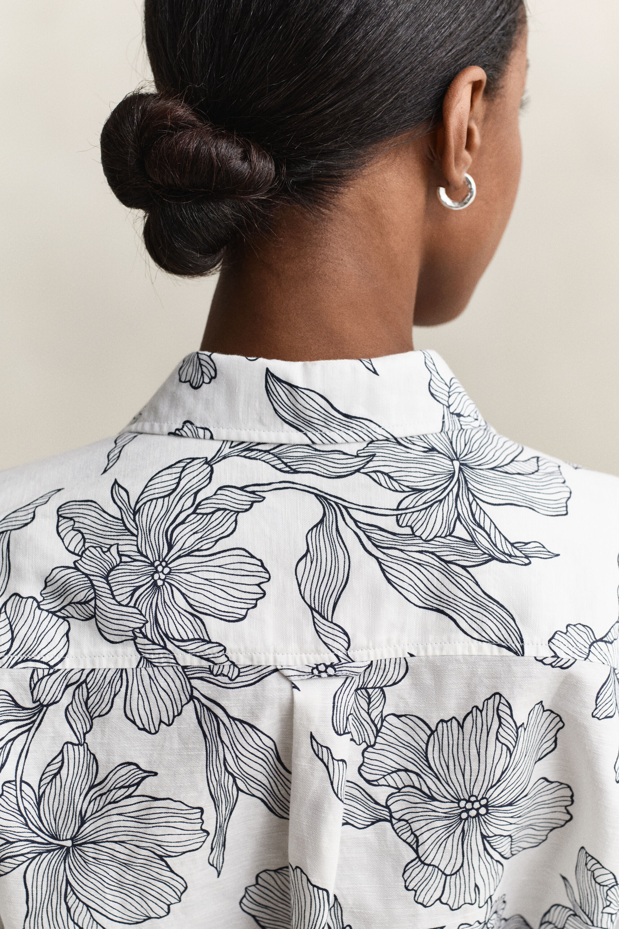 Robe-chemise en lin florale