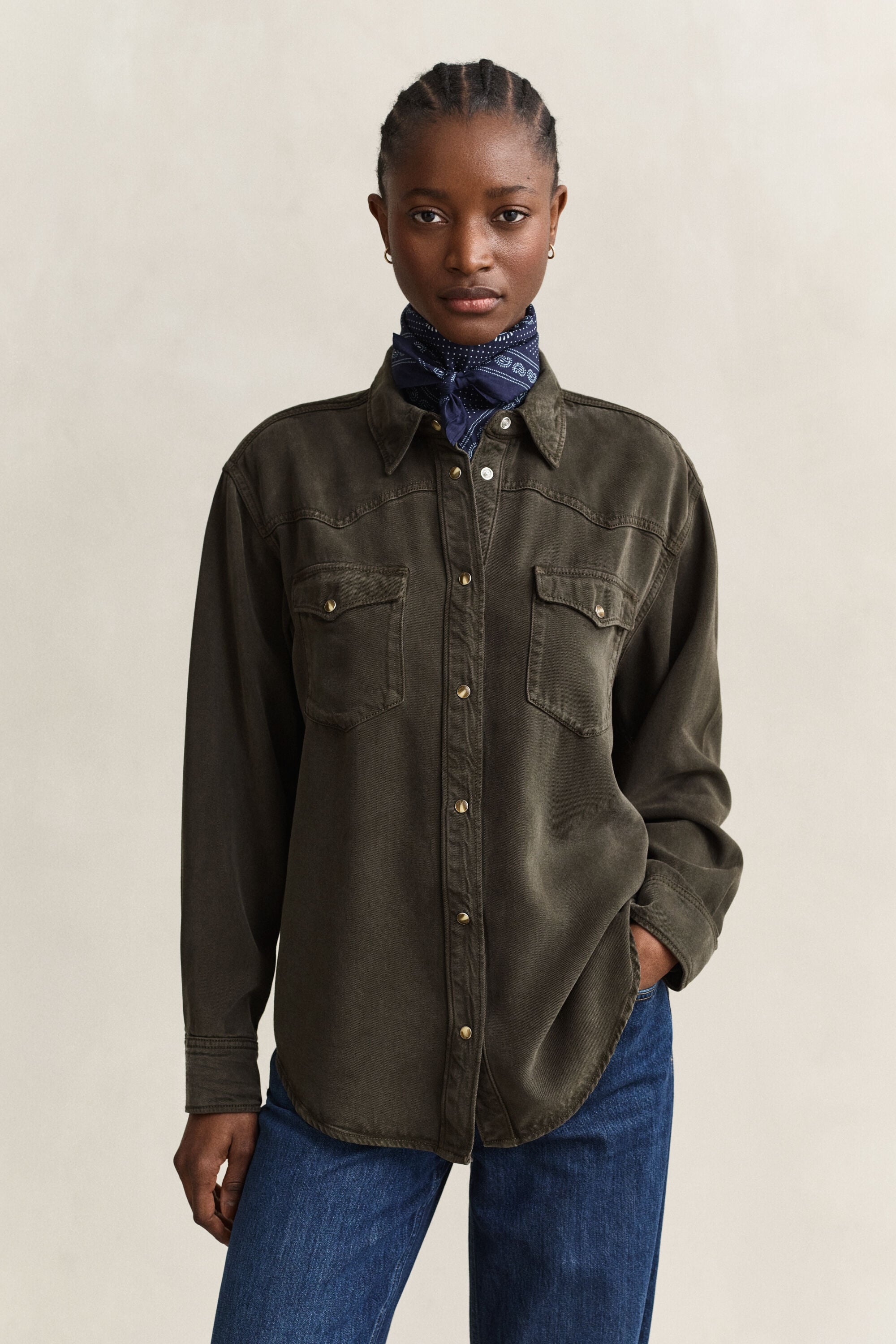 Chemise style ranger en sergé de denim
