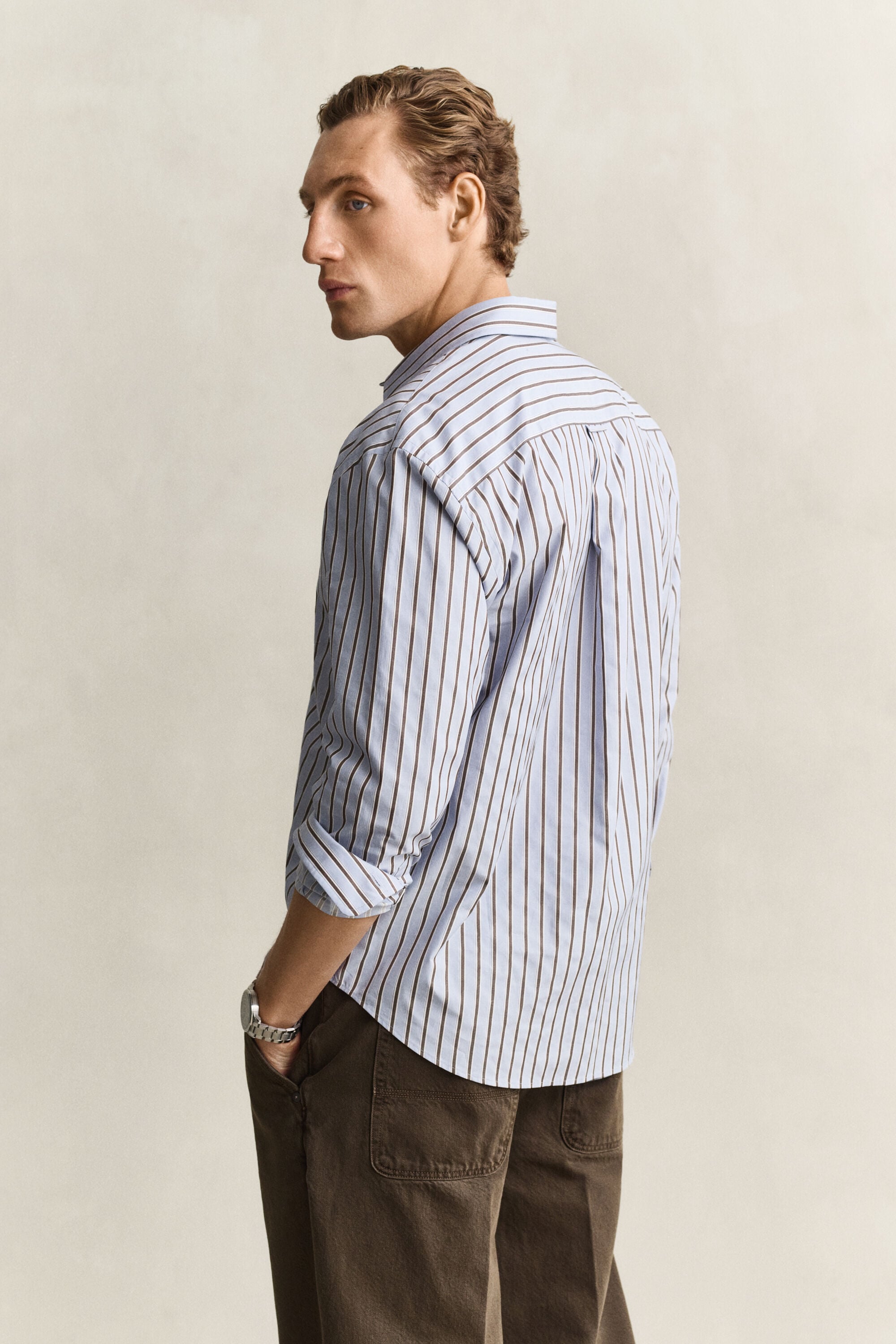 Chemise à rayures dobby