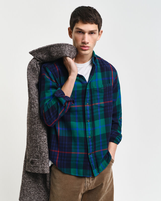 Chemise regular fit en serg&eacute; &agrave; carreaux