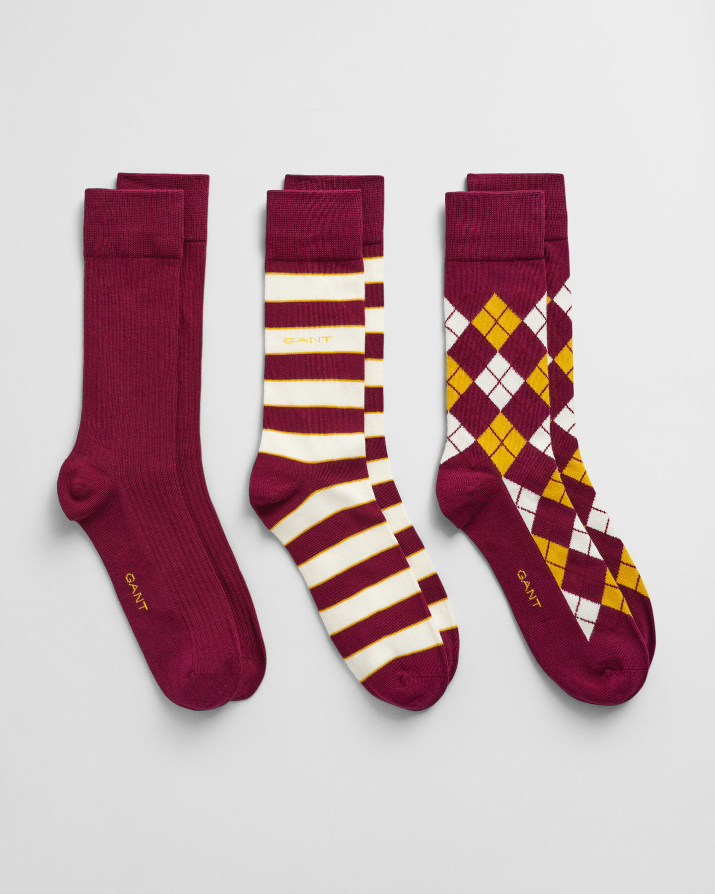 Lot de 3&nbsp;paires de chaussettes &agrave; motif argyle et &agrave; rayures