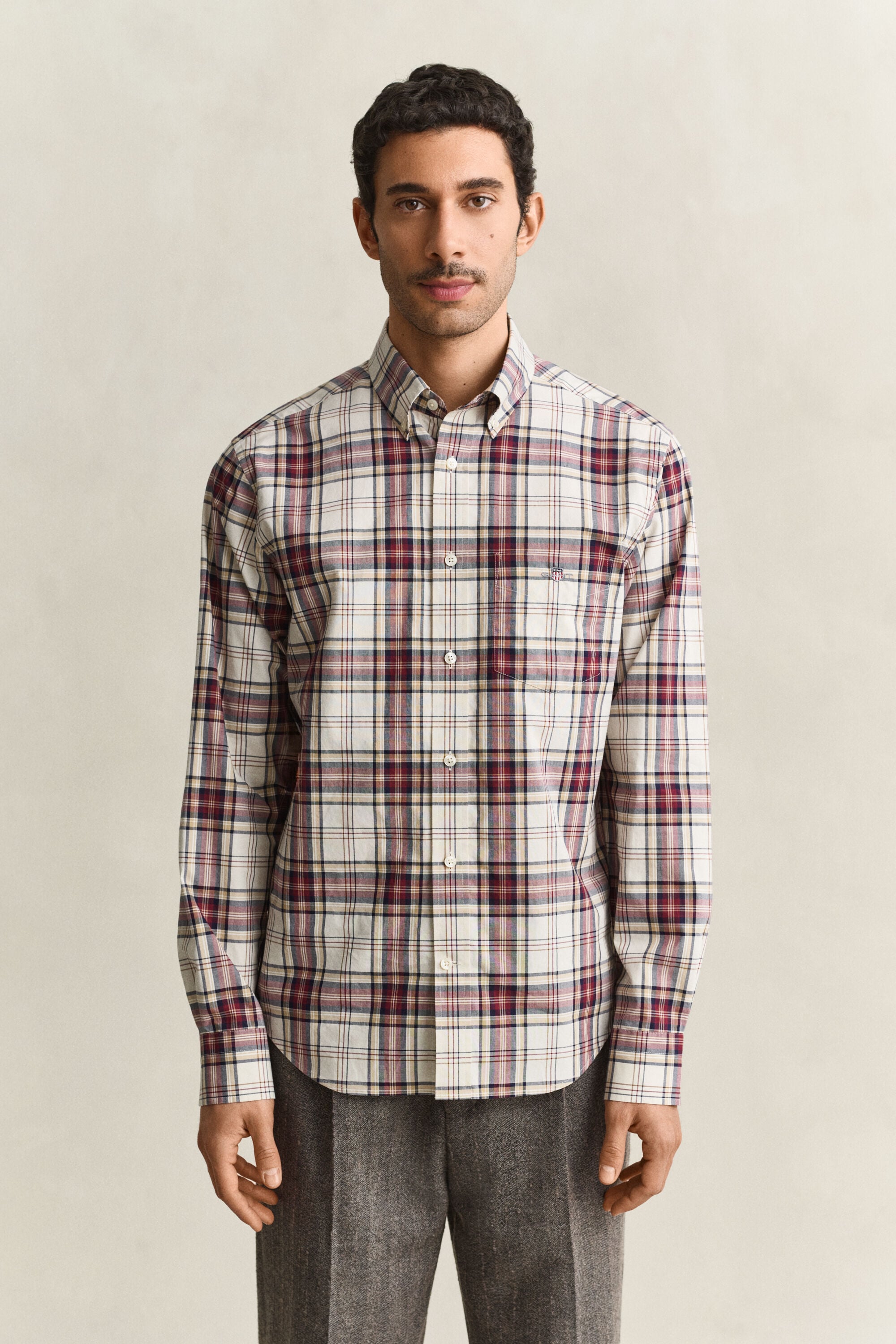 Chemise en popeline à carreaux