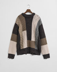 Pull col rond façon patchwork