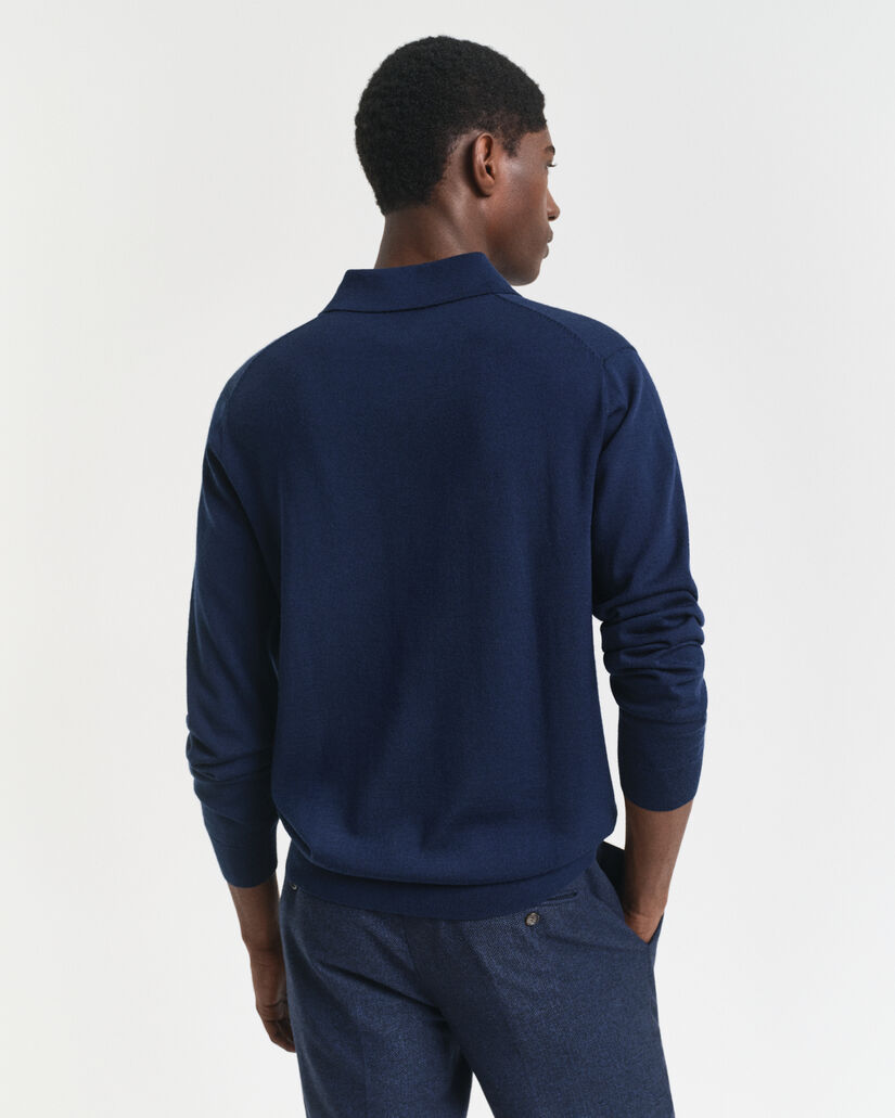 Pull fa&ccedil;on polo en laine m&eacute;rinos extrafine
