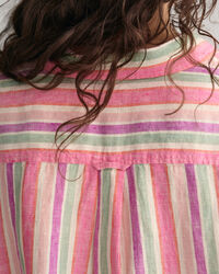 Chemise relaxed fit en lin &agrave; rayures multicolores