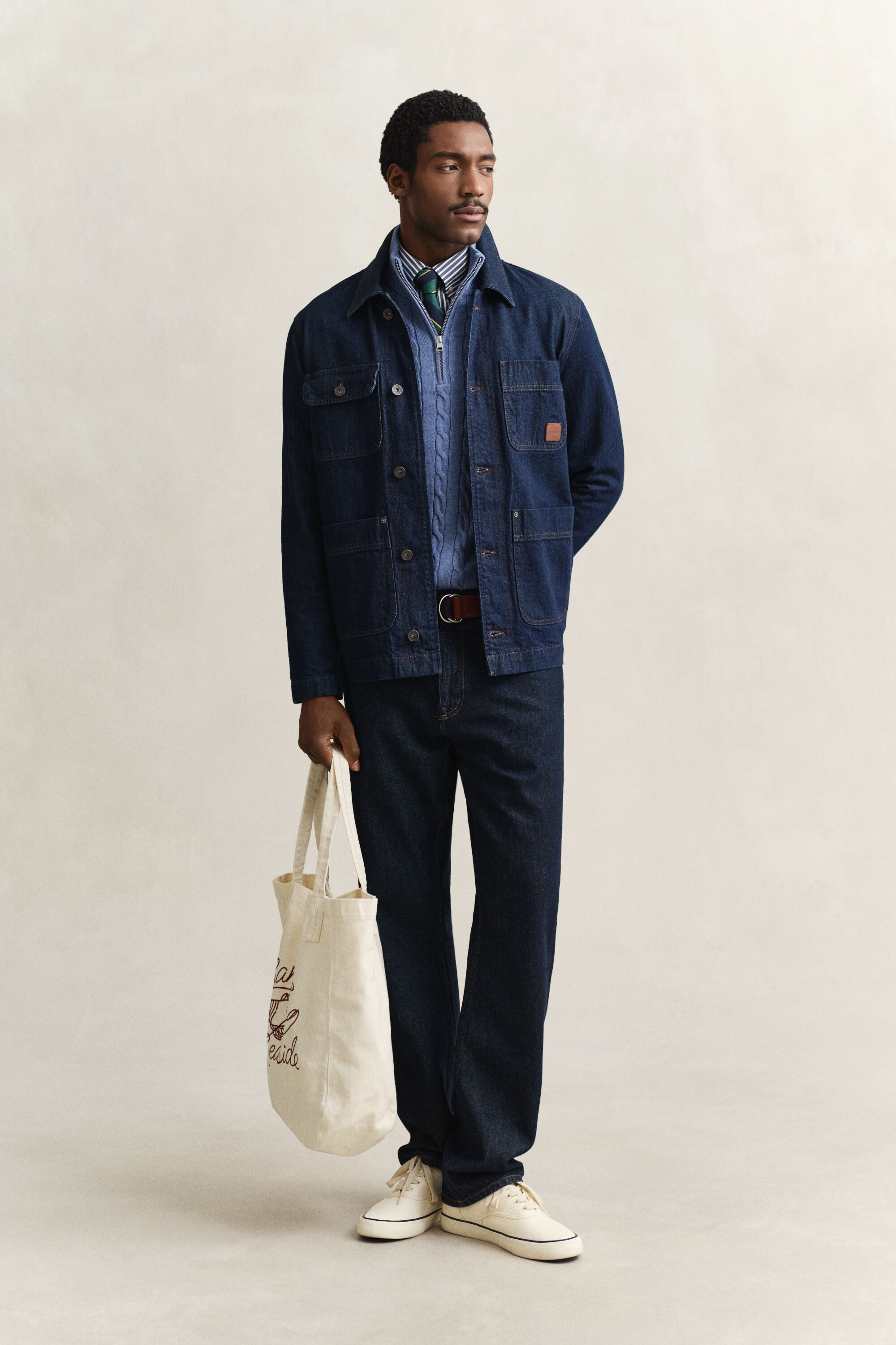 Pull à demi-zip en maille de coton torsadée