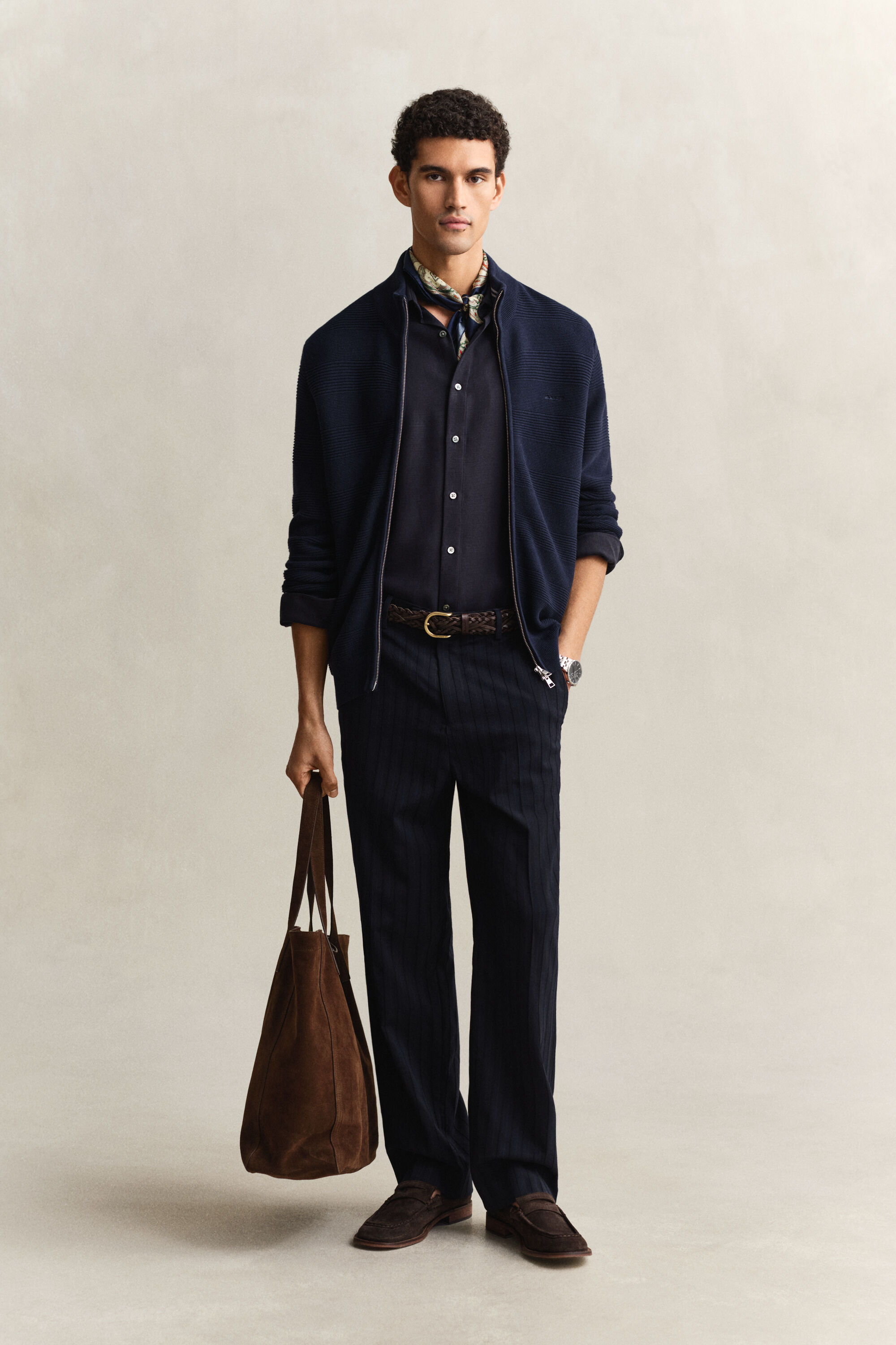 Cardigan zippé en coton texturé