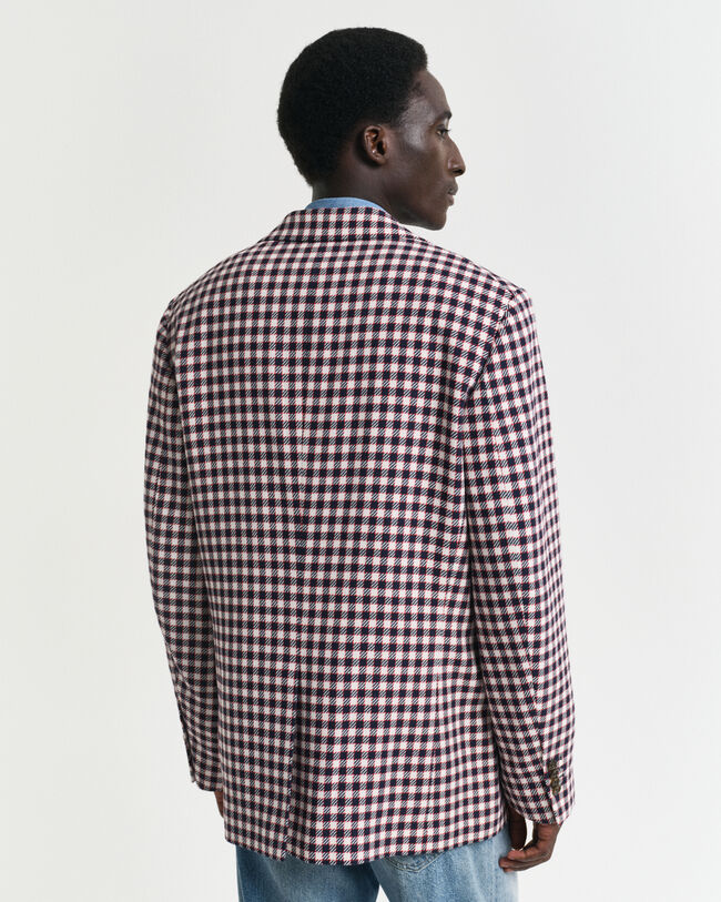 Veste blazer coupe regular en coton mélangé à carreaux