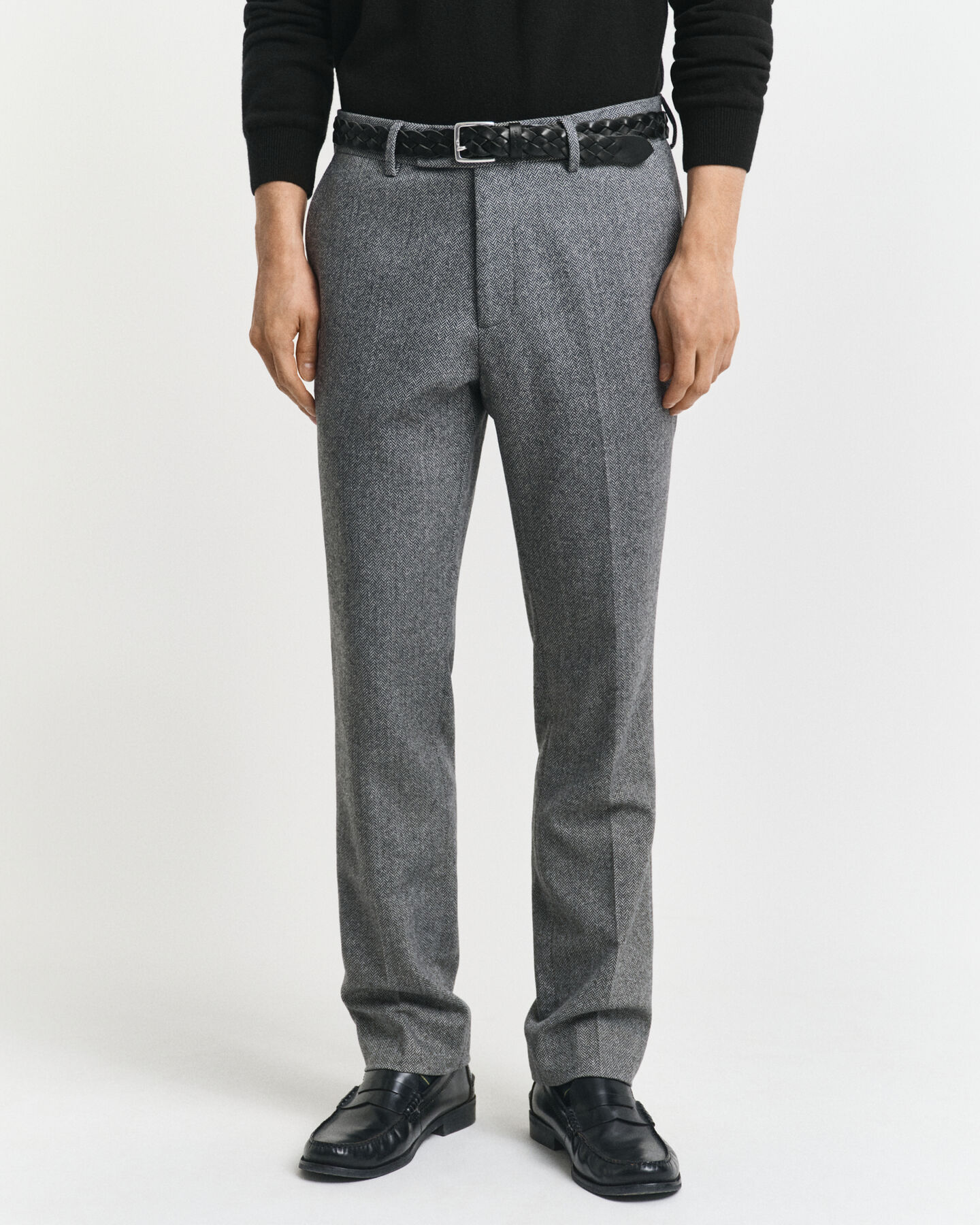 Pantalon de costume coupe slim en flanelle à chevrons