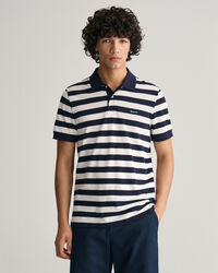 Polo en coton piqué à larges rayures