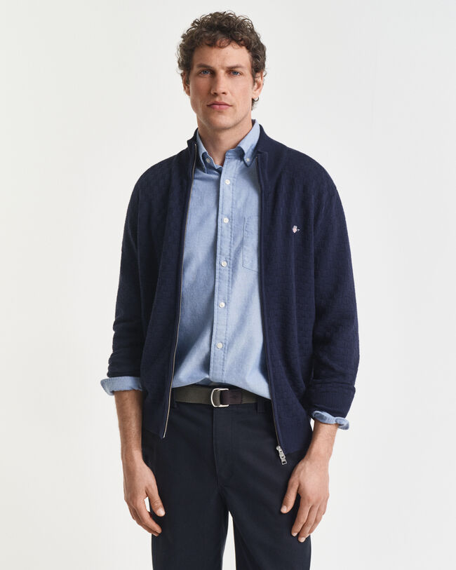 Pull zippé texturé