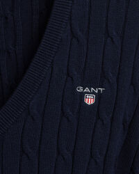 Pull col V en coton stretch à torsades