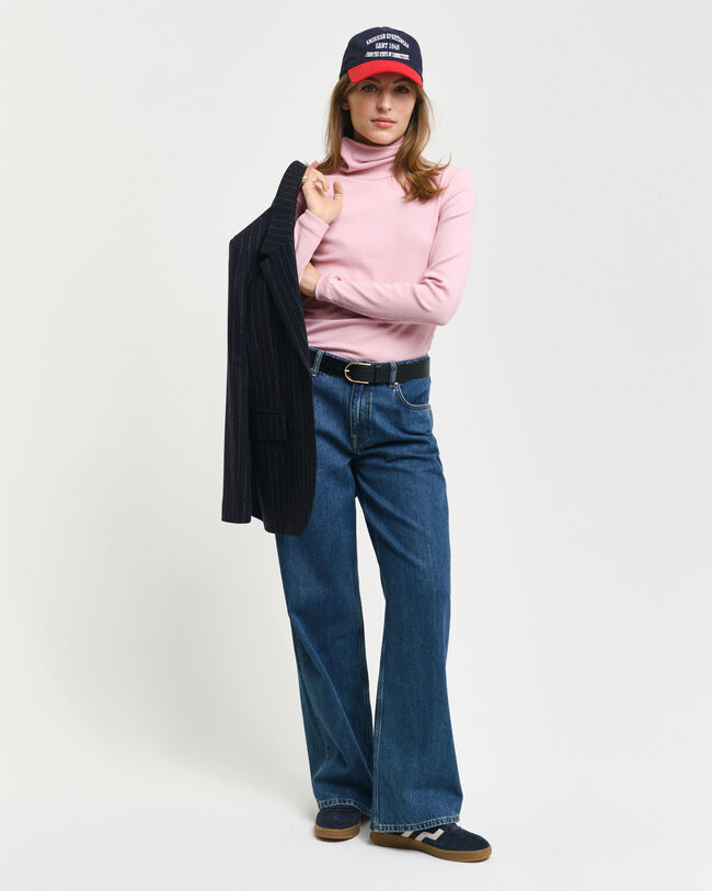 Haut col roulé côtelé à manches longues