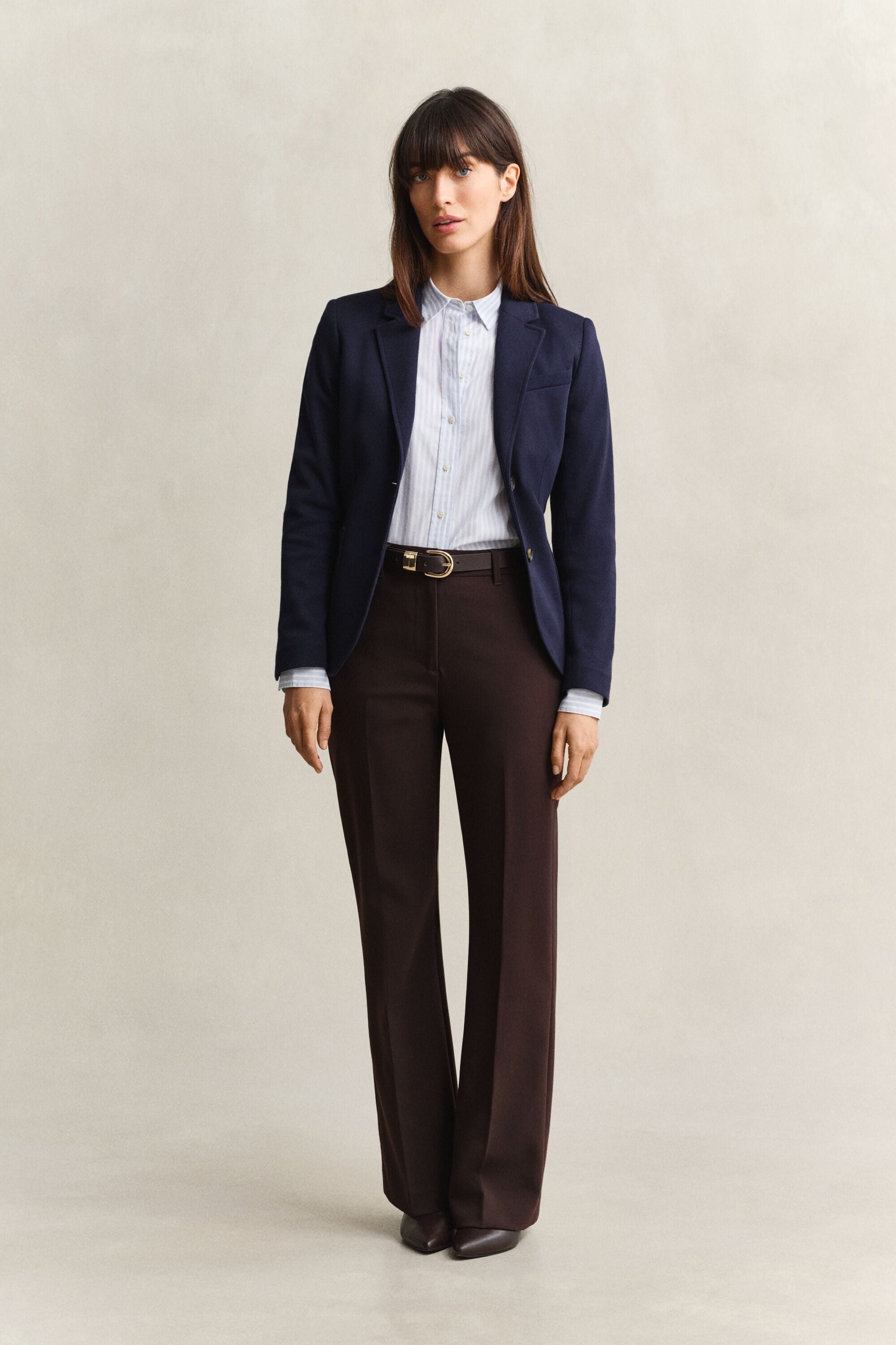 Chemise classique coupe regular en popeline à rayures