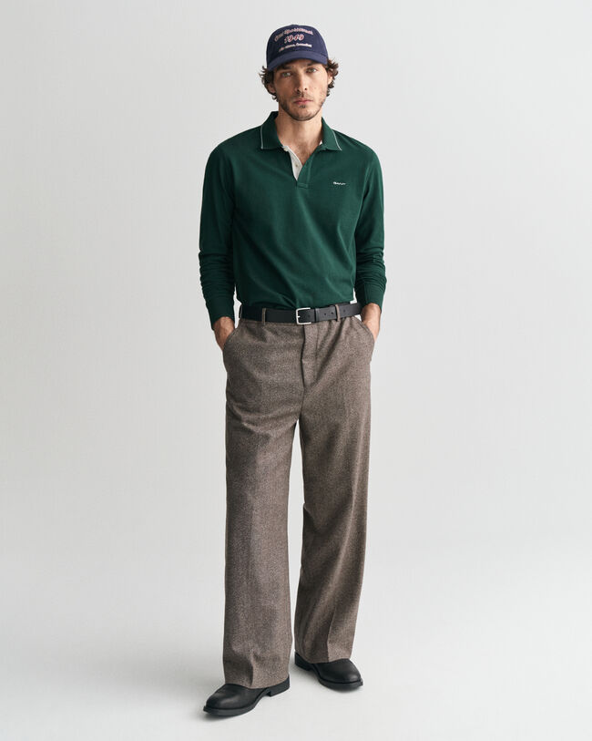 Polo à manches longues avec col texturé