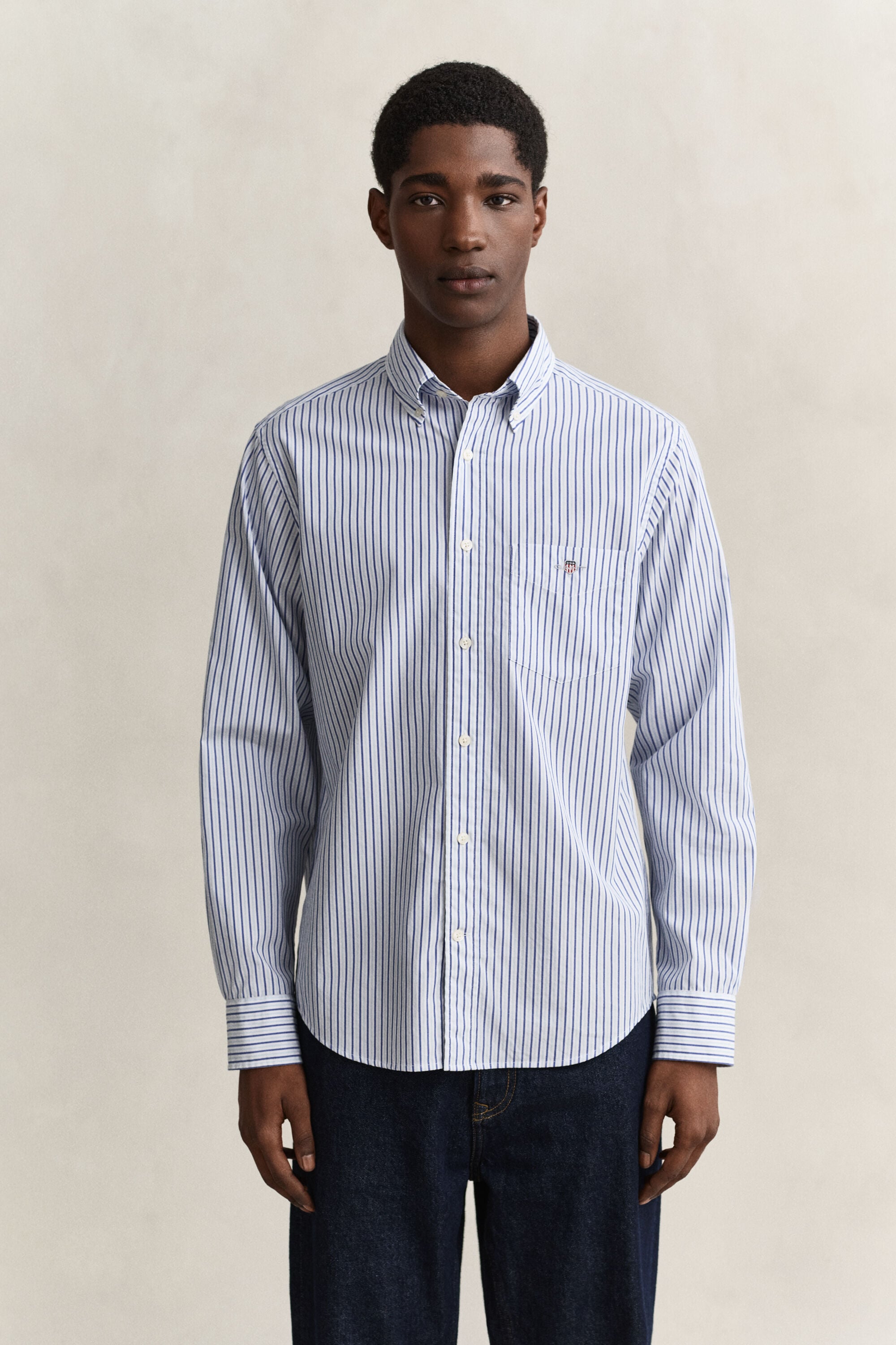 Chemise en popeline à rayures