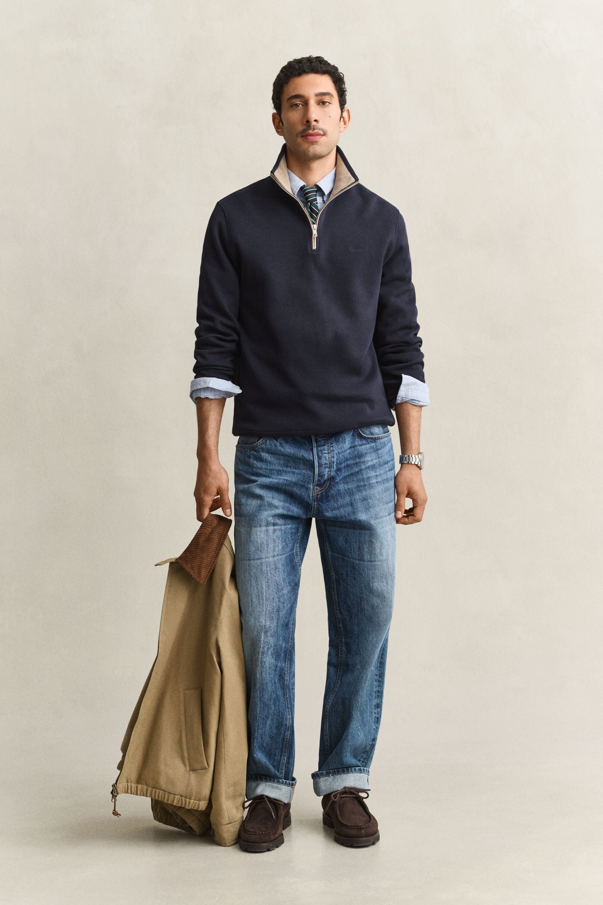 Sweat-shirt à demi-zip Sacker Rib