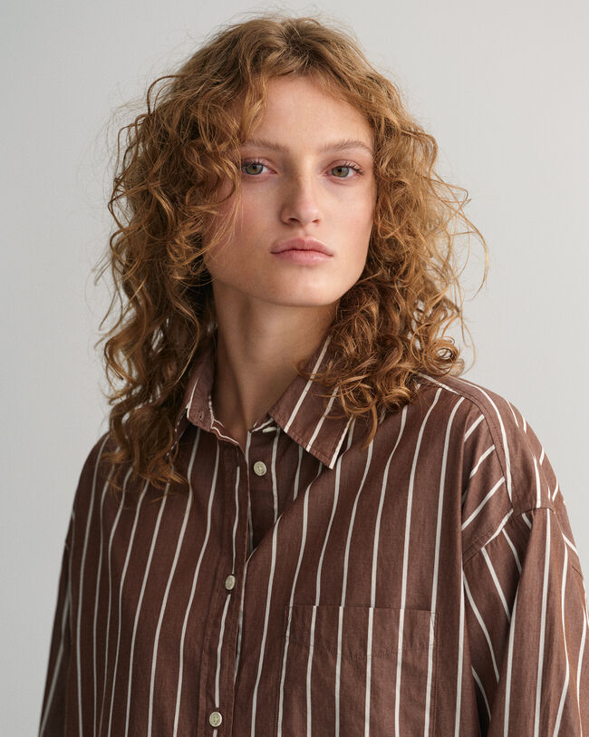 Robe-chemise ultra-ample &agrave; rayures