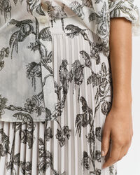 Jupe midi plissée à imprimé arbres