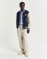 Chemise regular fit en coton et lin à rayures et manches courtes