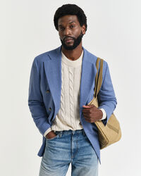 Veste de costume coupe regular en laine moulinée